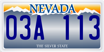 NV license plate 03A113