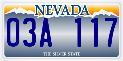 NV license plate 03A117