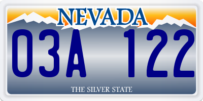 NV license plate 03A122