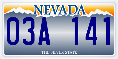 NV license plate 03A141