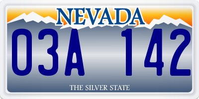 NV license plate 03A142