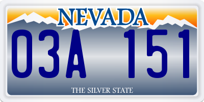 NV license plate 03A151