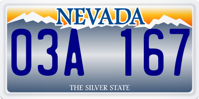 NV license plate 03A167