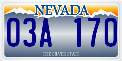 NV license plate 03A170