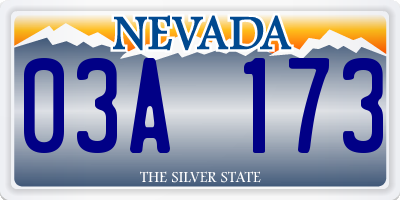 NV license plate 03A173