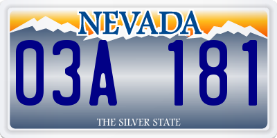 NV license plate 03A181