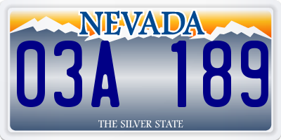 NV license plate 03A189