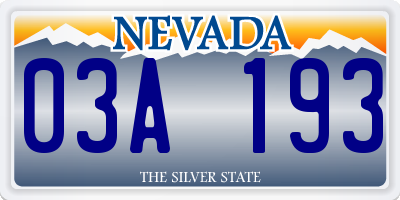 NV license plate 03A193