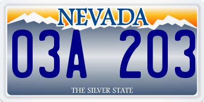NV license plate 03A203