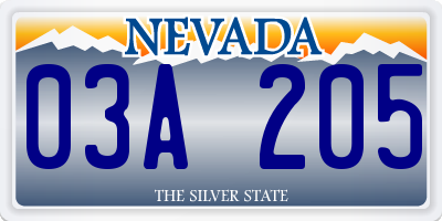 NV license plate 03A205