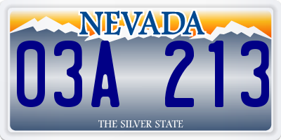 NV license plate 03A213