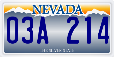 NV license plate 03A214