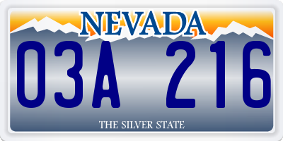 NV license plate 03A216