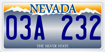 NV license plate 03A232