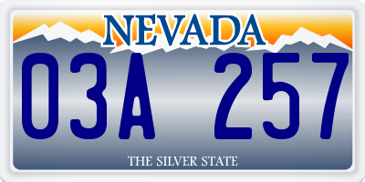 NV license plate 03A257