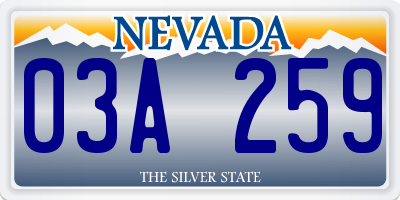 NV license plate 03A259