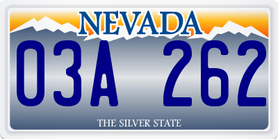 NV license plate 03A262