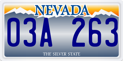 NV license plate 03A263