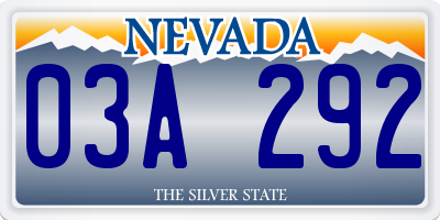 NV license plate 03A292