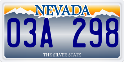 NV license plate 03A298