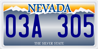 NV license plate 03A305