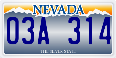 NV license plate 03A314