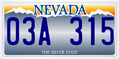 NV license plate 03A315