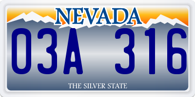 NV license plate 03A316