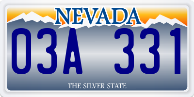 NV license plate 03A331