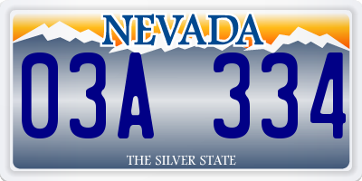 NV license plate 03A334