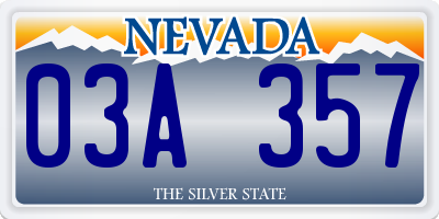 NV license plate 03A357