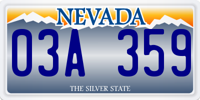 NV license plate 03A359