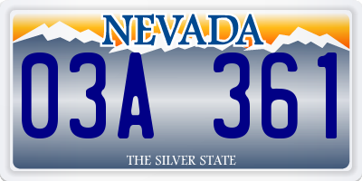 NV license plate 03A361