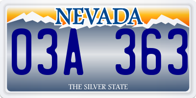 NV license plate 03A363