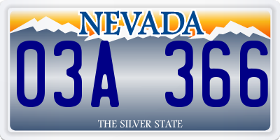 NV license plate 03A366