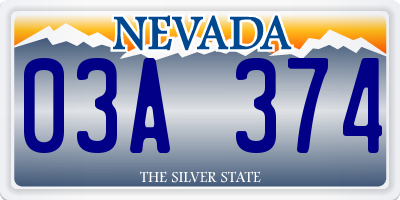 NV license plate 03A374