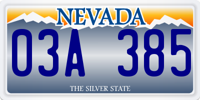 NV license plate 03A385