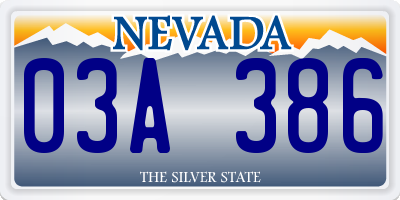 NV license plate 03A386