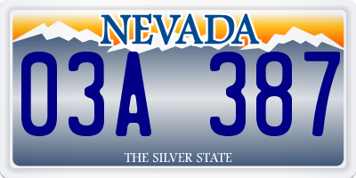 NV license plate 03A387