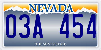 NV license plate 03A454