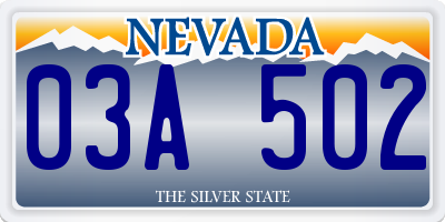 NV license plate 03A502