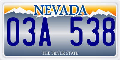 NV license plate 03A538