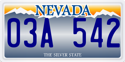 NV license plate 03A542