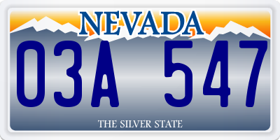 NV license plate 03A547