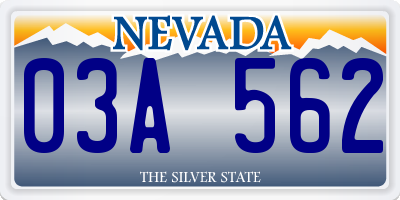 NV license plate 03A562