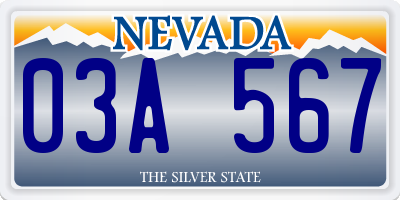 NV license plate 03A567