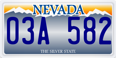 NV license plate 03A582