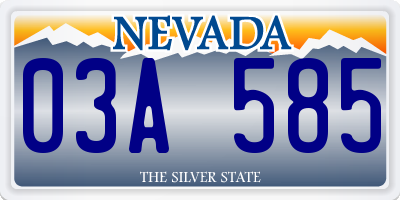 NV license plate 03A585