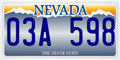 NV license plate 03A598