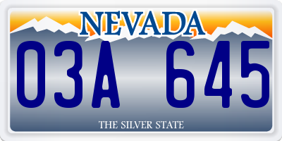 NV license plate 03A645